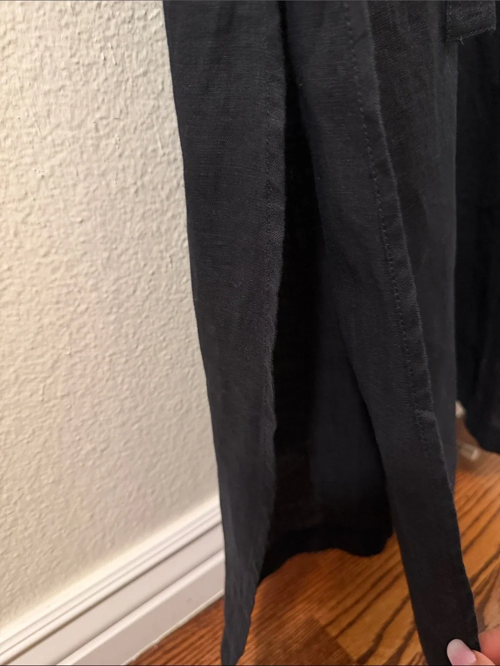 J. Crew Black Long Sleeve Maxi Dress with Waist Tie